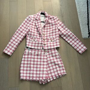 Skort Tweed Pink and White